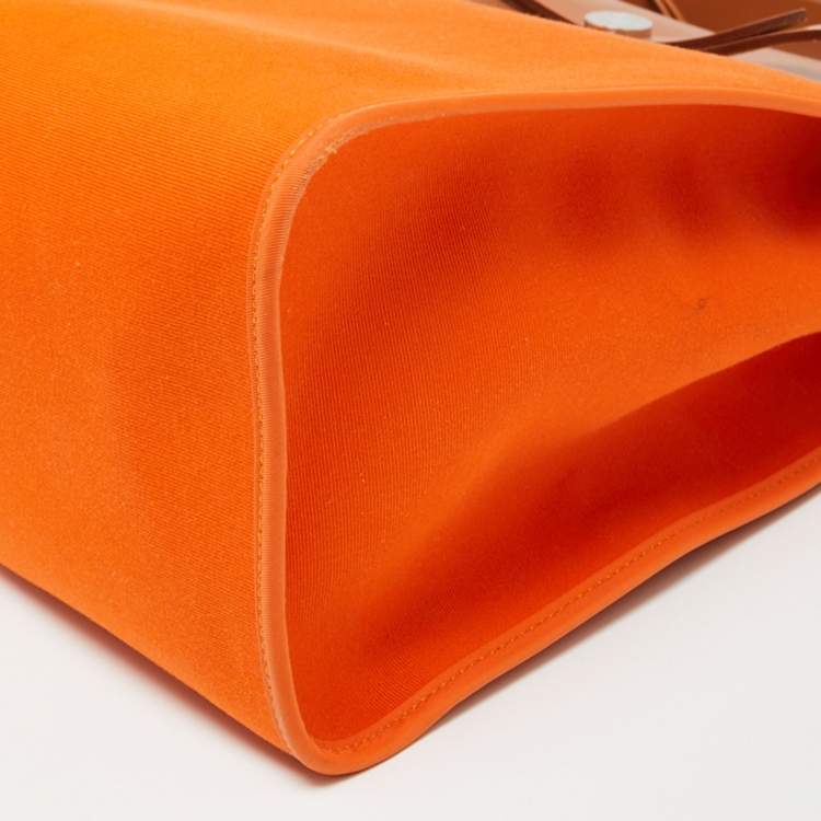 Pre Owned Hermés Orange/Natural Canvas and Leather Herbag Zip 39 Bag