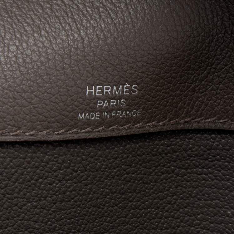 Pre Owned Hermes Etain Evercolor Leather Kelly Depeches 25 Pouch