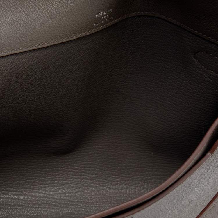 Pre Owned Hermes Etain Evercolor Leather Kelly Depeches 25 Pouch