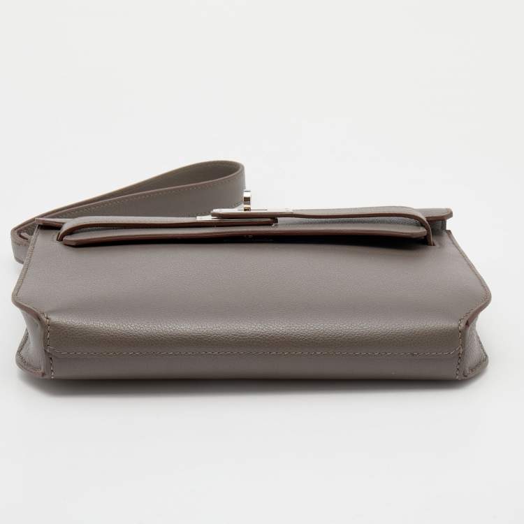 Pre Owned Hermes Etain Evercolor Leather Kelly Depeches 25 Pouch