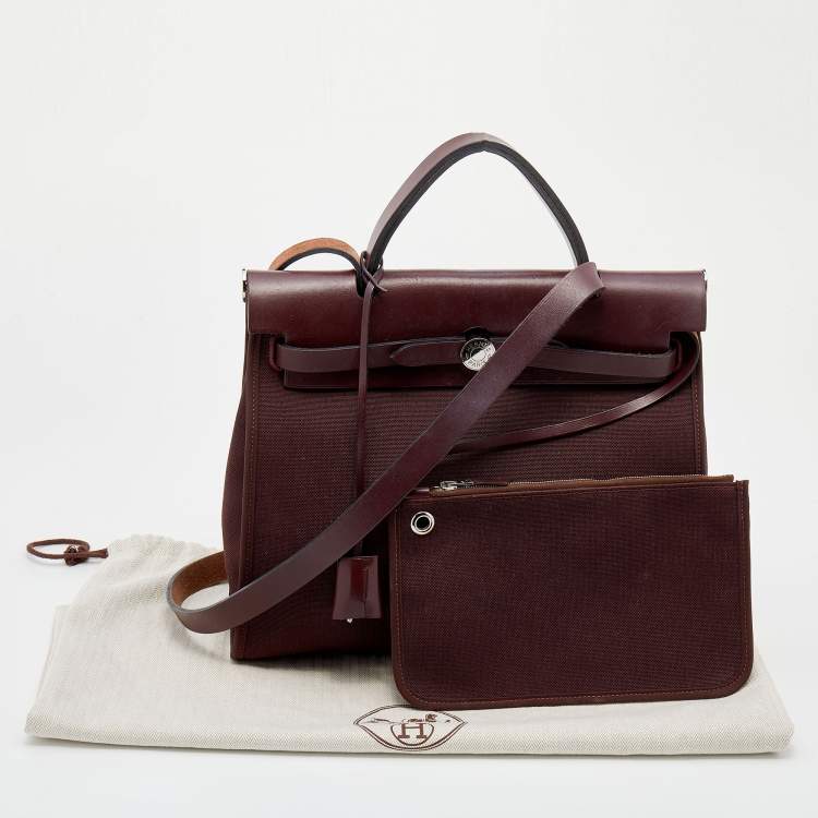 Pre Owned Hermes Rogue H Toil and Leather Herbag Zip 31 Bag