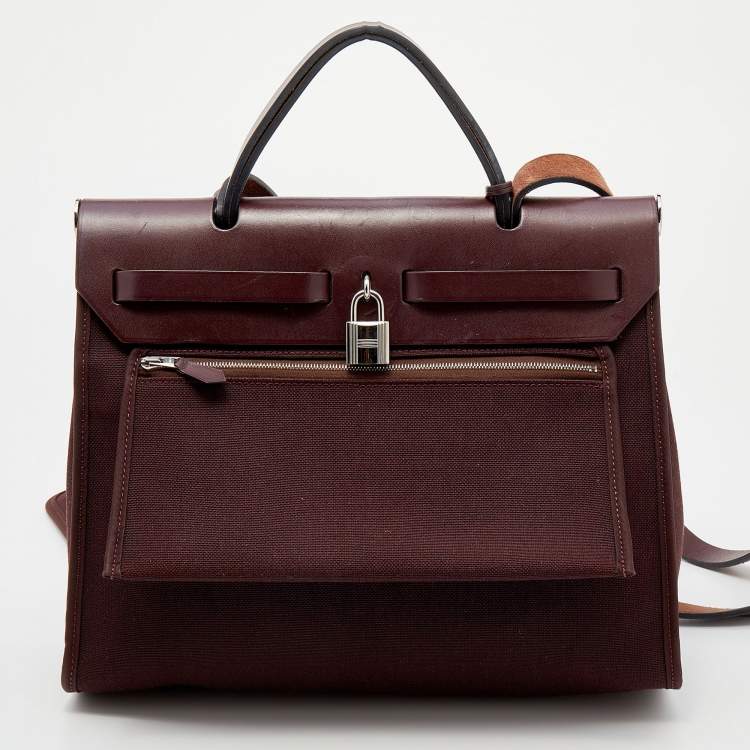 Pre Owned Hermes Rogue H Toil and Leather Herbag Zip 31 Bag