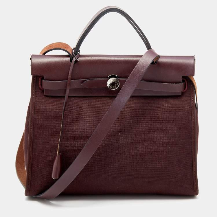 Pre Owned Hermes Rogue H Toil and Leather Herbag Zip 31 Bag