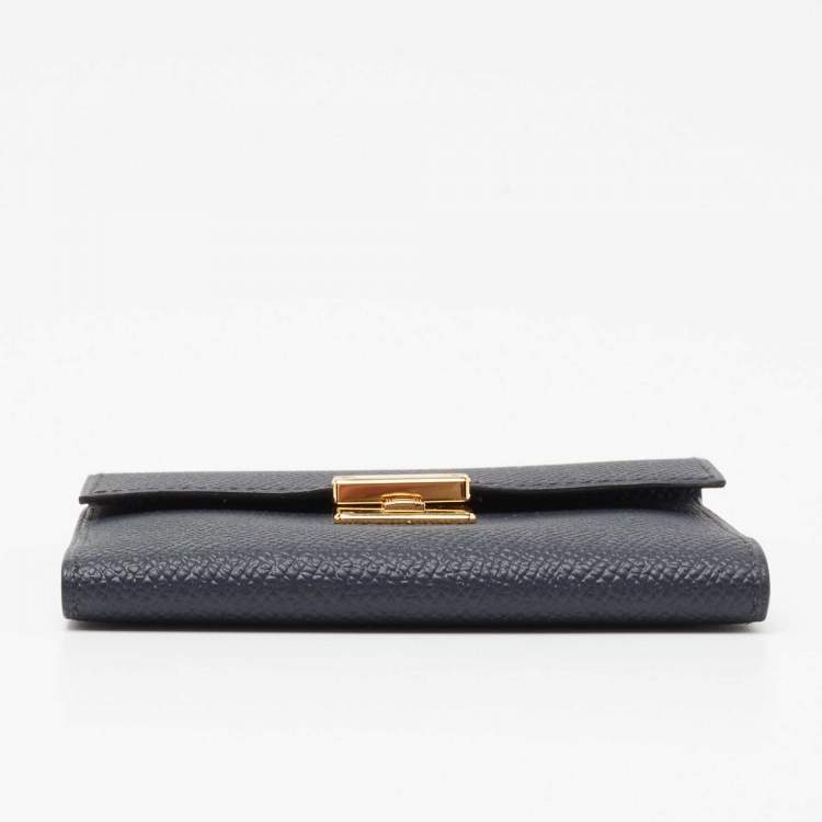 Pre Owned Hermes Bleu Indigo Epsom Leather Mini Clic Card Holder