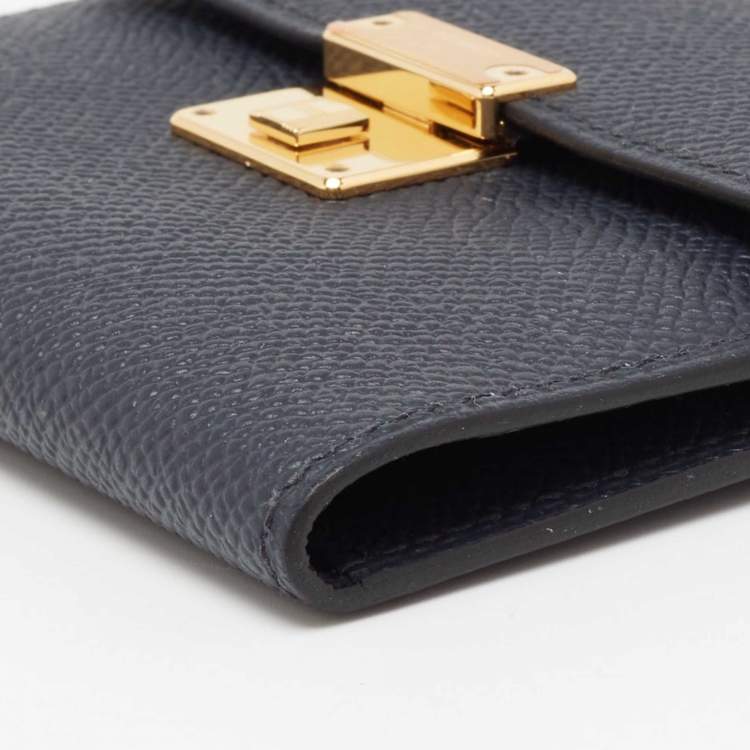 Pre Owned Hermes Bleu Indigo Epsom Leather Mini Clic Card Holder