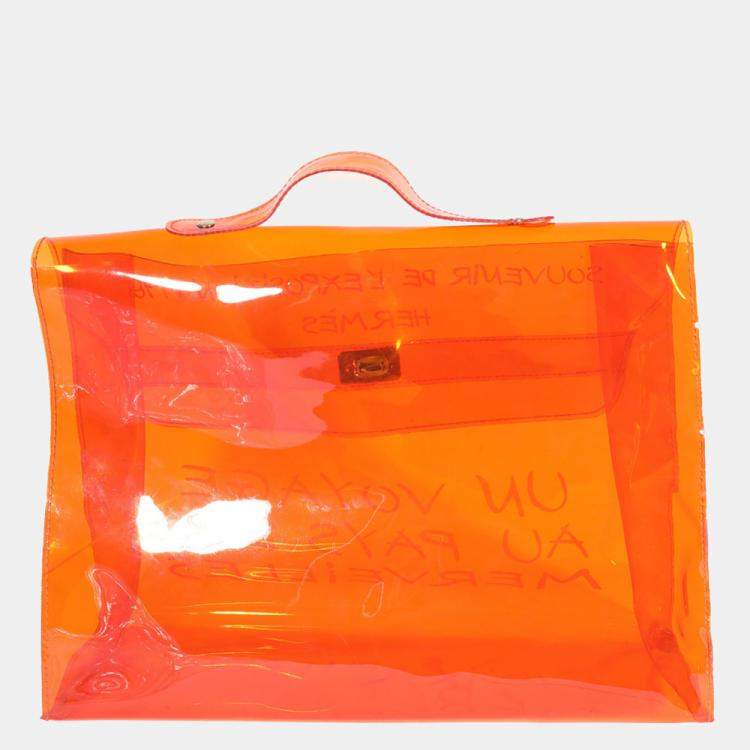 Pre Owned Hermes Orange Vinyl Souvenir De L'Exposition Kelly Bag