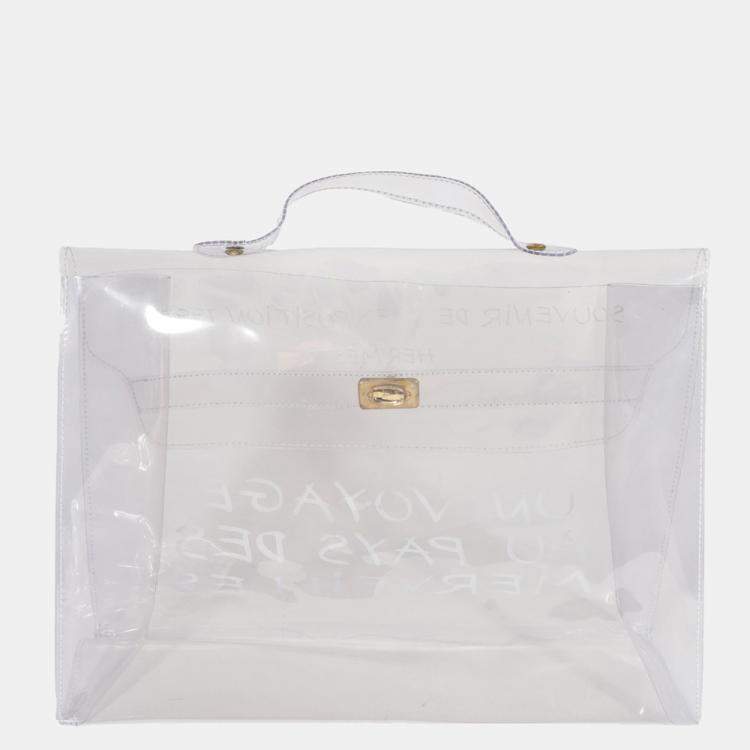 Pre Owned Hermes Clear Vinyl Souvenir De L'Exposition Kelly Bag
