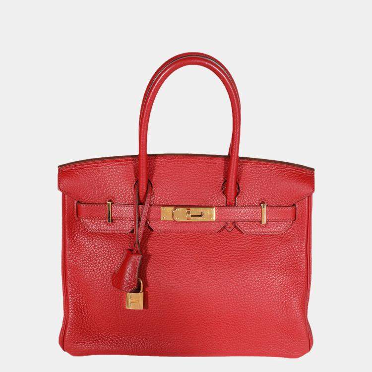 Hermes Rouge Casaque Togo Leather Evelyne III PM Bag