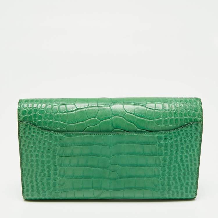 Pre Owned Hermes Cactus Alligator Palladium Finish Constance Long Wallet