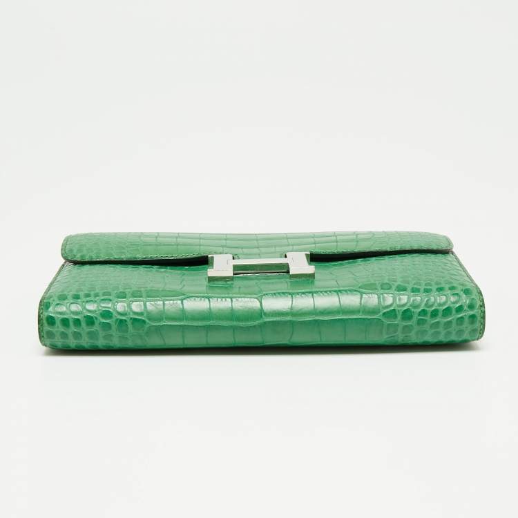 Pre Owned Hermes Cactus Alligator Palladium Finish Constance Long Wallet