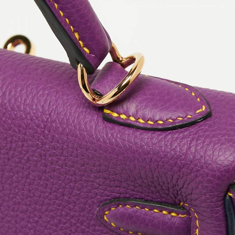 Pre Owned Hermes Anemone/Bleu Nuit Togo Leather Gold Finish Kelly Retourne 25 Bag
