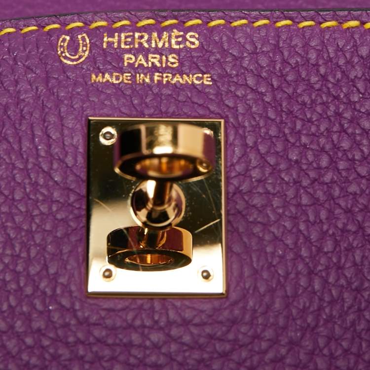 Pre Owned Hermes Anemone/Bleu Nuit Togo Leather Gold Finish Kelly Retourne 25 Bag