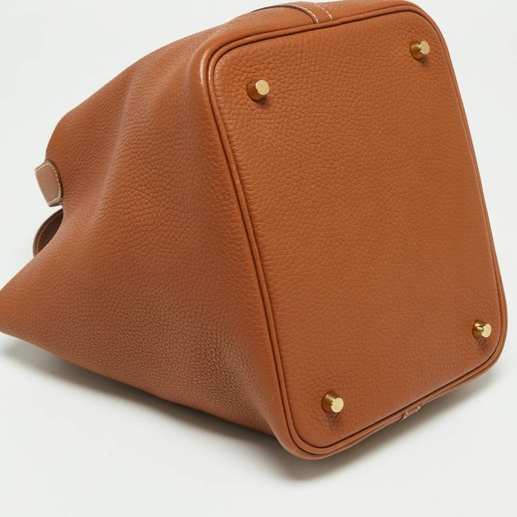 Pre Owned Hermès Gold Clemence Leather Picotin Lock 22 Bag