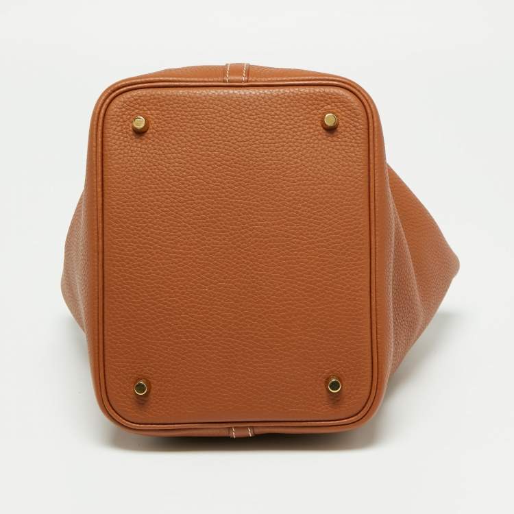 Pre Owned Hermès Gold Clemence Leather Picotin Lock 22 Bag