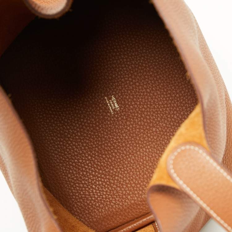 Pre Owned Hermès Gold Clemence Leather Picotin Lock 22 Bag