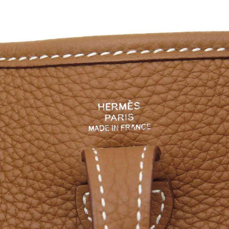 Pre Owned Hermes Gold Taurillon Maurice Leather Evelyn TPM Bag