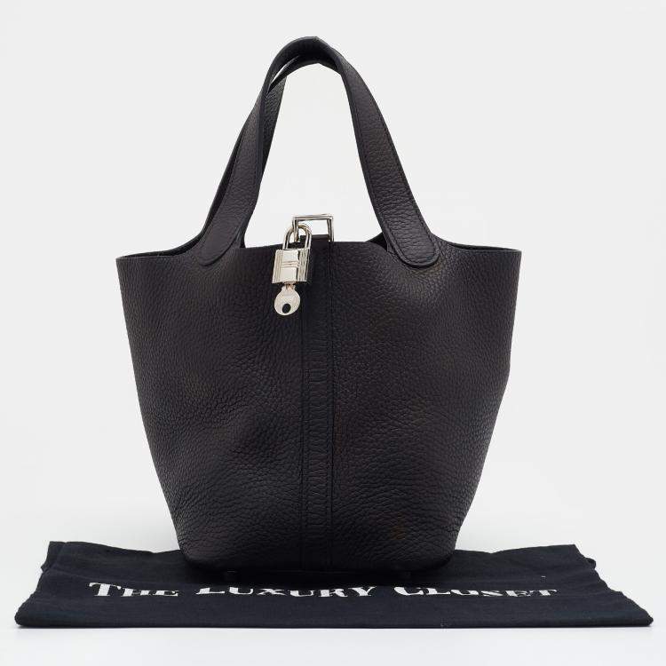 Pre Owned Hermes Black Clemence Leather Picotin Lock 18 Bag
