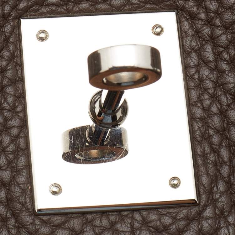 Pre Owned Hermes Chocolat Taurillon Clemence Leather Palladium Finish Birkin 30 Bag