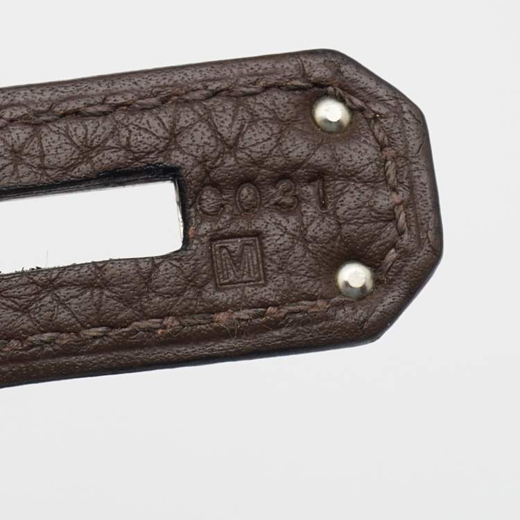 Pre Owned Hermes Chocolat Taurillon Clemence Leather Palladium Finish Birkin 30 Bag