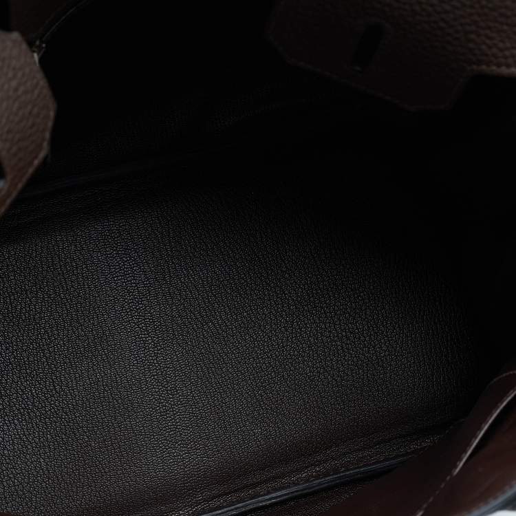 Pre Owned Hermes Chocolat Taurillon Clemence Leather Palladium Finish Birkin 30 Bag