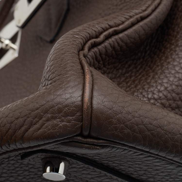 Pre Owned Hermes Chocolat Taurillon Clemence Leather Palladium Finish Birkin 30 Bag