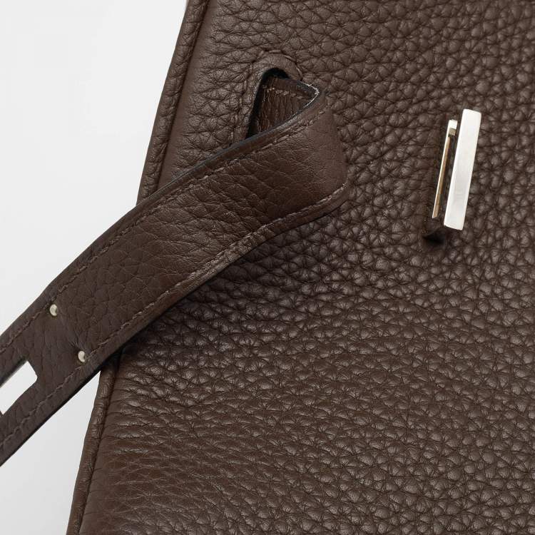 Pre Owned Hermes Chocolat Taurillon Clemence Leather Palladium Finish Birkin 30 Bag