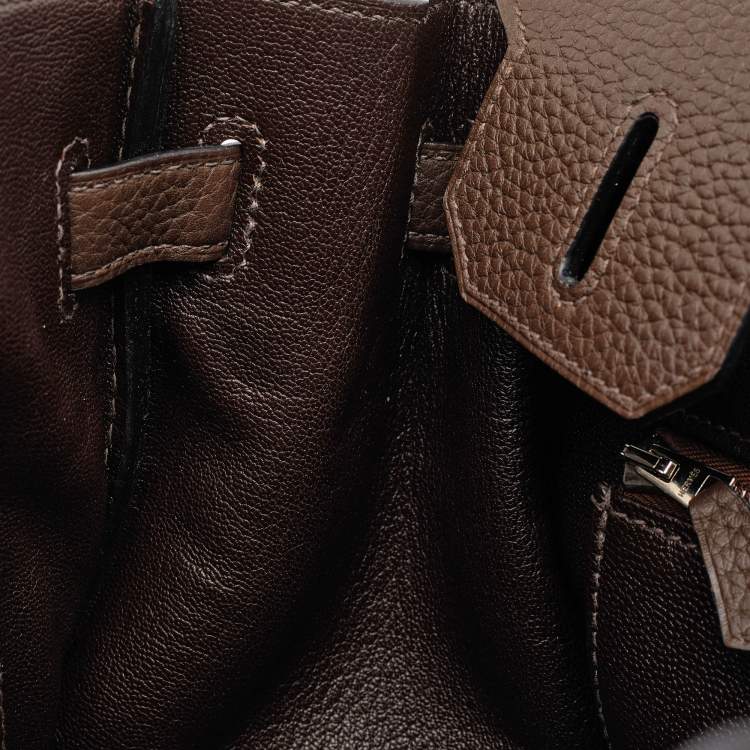 Pre Owned Hermes Chocolat Taurillon Clemence Leather Palladium Finish Birkin 30 Bag