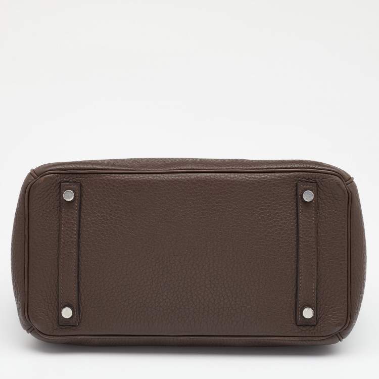 Pre Owned Hermes Chocolat Taurillon Clemence Leather Palladium Finish Birkin 30 Bag