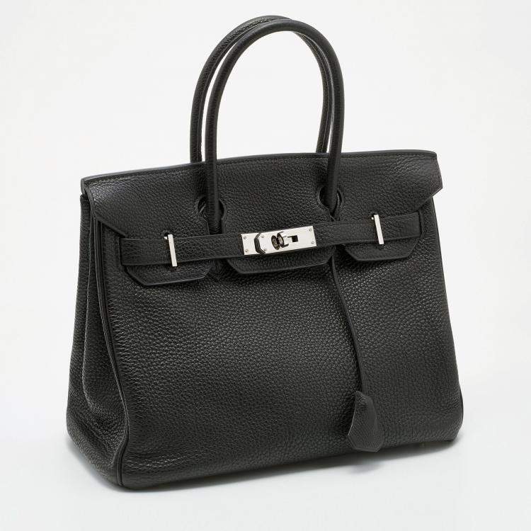 Pre Owned Hermes Black Togo Leather Palladium Finished Birkin 30 Bag