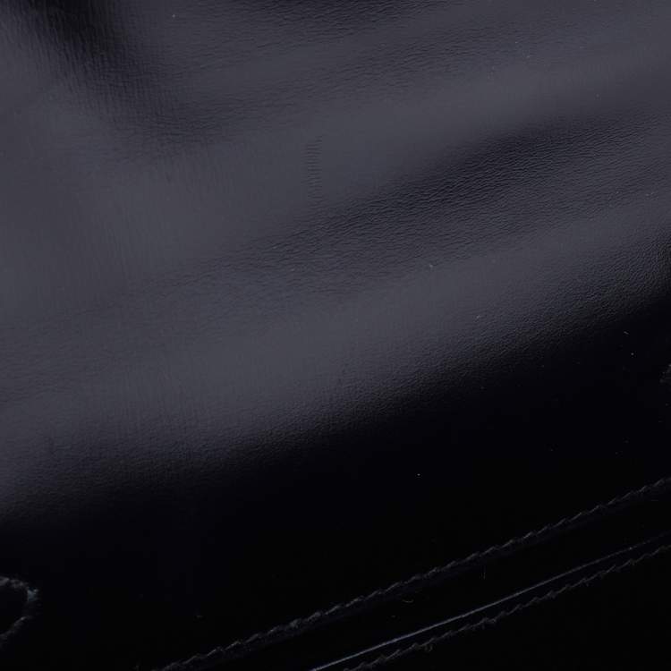 Pre Owned Hermes Black Box Calf Leather Mini Kelly Sellier Shoulder Bag