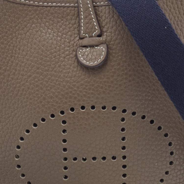 Pre Owned Hermes Etoupe Clemence Leather Evelyne TPM Bag
