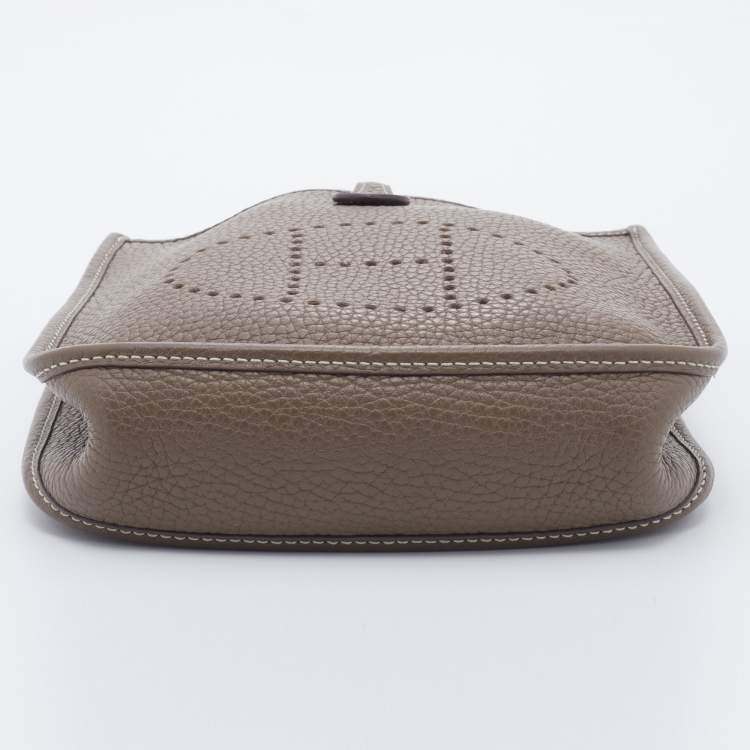 Pre Owned Hermes Etoupe Clemence Leather Evelyne TPM Bag