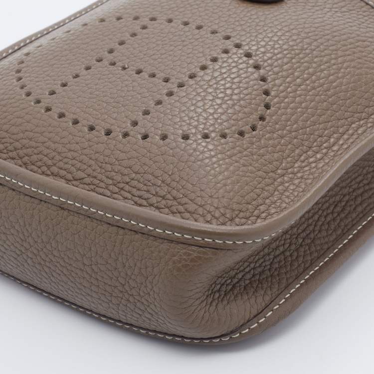Pre Owned Hermes Etoupe Clemence Leather Evelyne TPM Bag