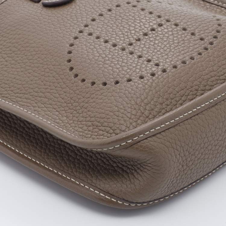 Pre Owned Hermes Etoupe Clemence Leather Evelyne TPM Bag