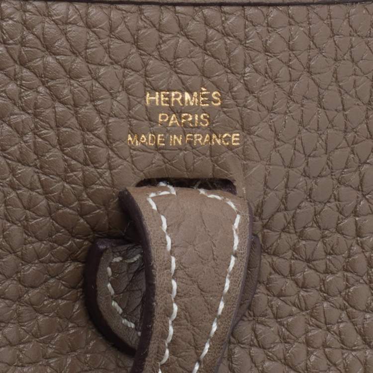 Pre Owned Hermes Etoupe Clemence Leather Evelyne TPM Bag