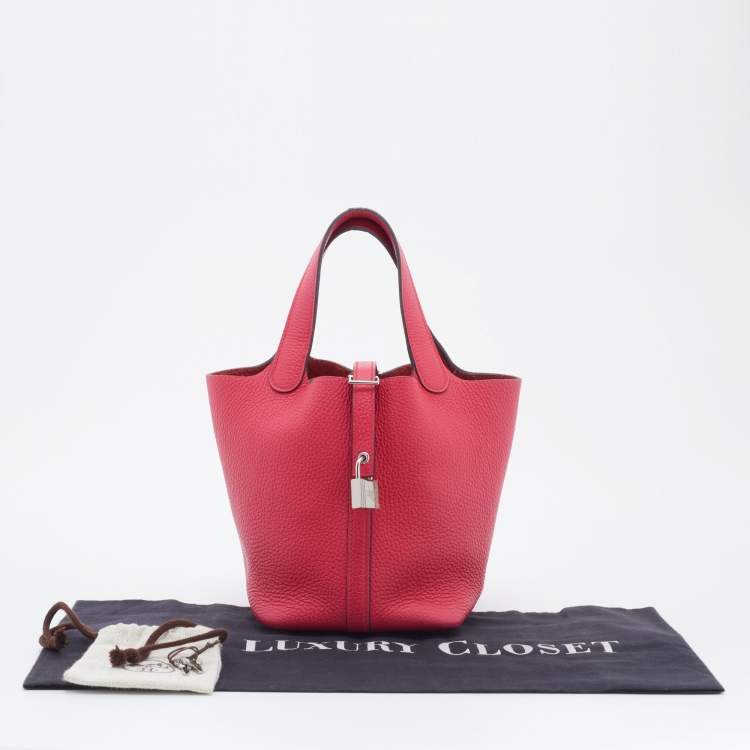 Pre Owned Hermès Rose Extreme Togo Leather Picotin Lock 18 Bag