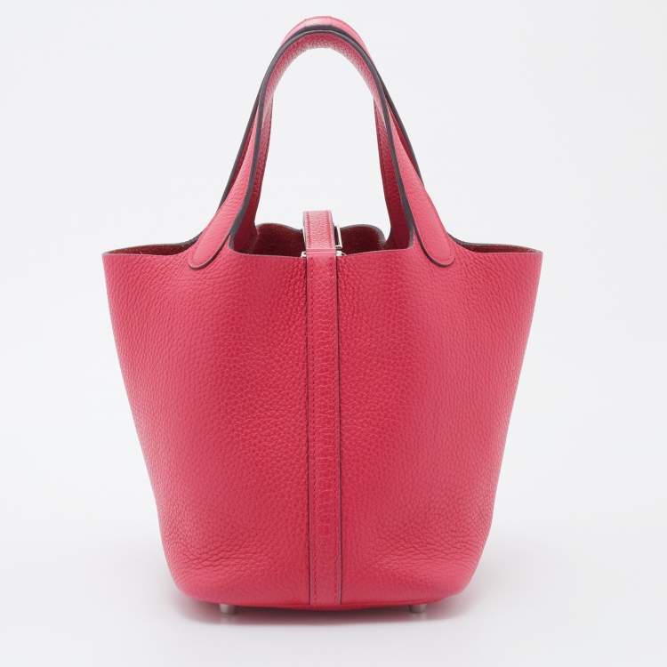 Pre Owned Hermès Rose Extreme Togo Leather Picotin Lock 18 Bag