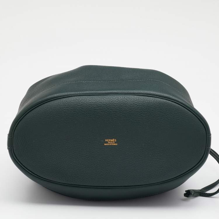 Pre Owned Hermes Vert Fonce Togo Leather Market Bag 