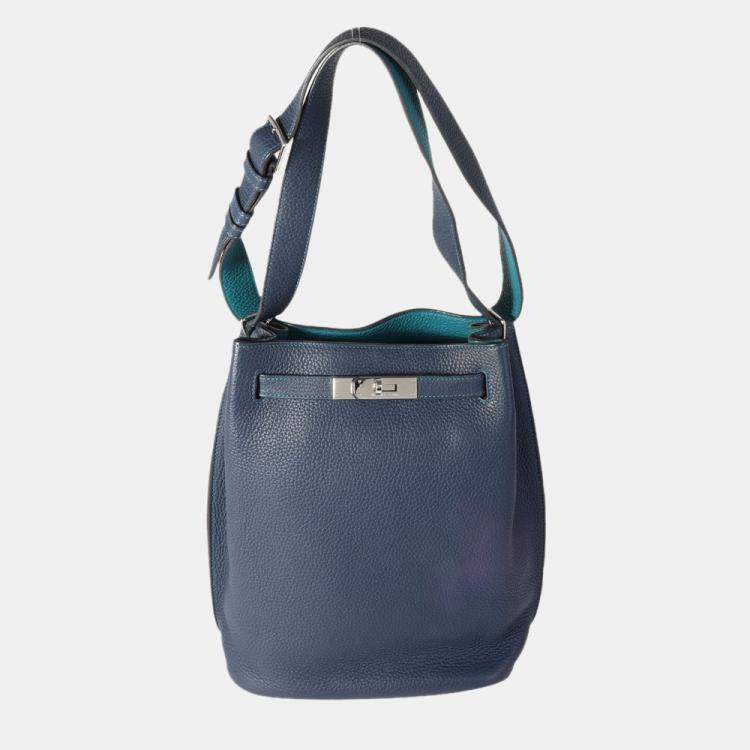 Pre Owned Hermes Verso Bleu De Presse & Bleu Paon Togo So Kelly 22 PHW