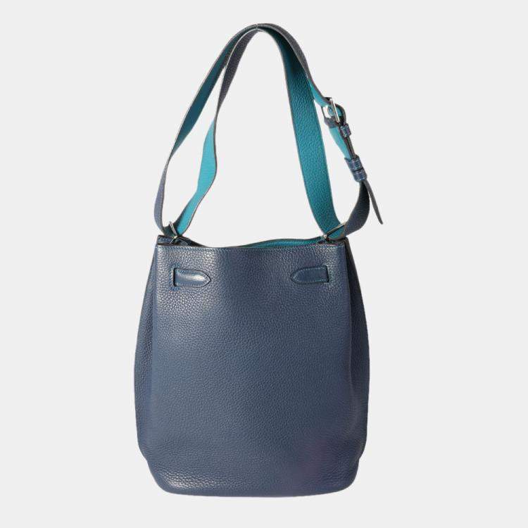 Pre Owned Hermes Verso Bleu De Presse & Bleu Paon Togo So Kelly 22 PHW
