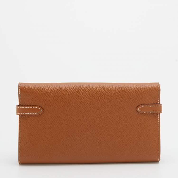 Pre Owned Hermes Gold Epsom Leather Kelly Classic Wallet