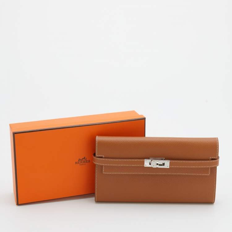 Pre Owned Hermes Gold Epsom Leather Kelly Classic Wallet