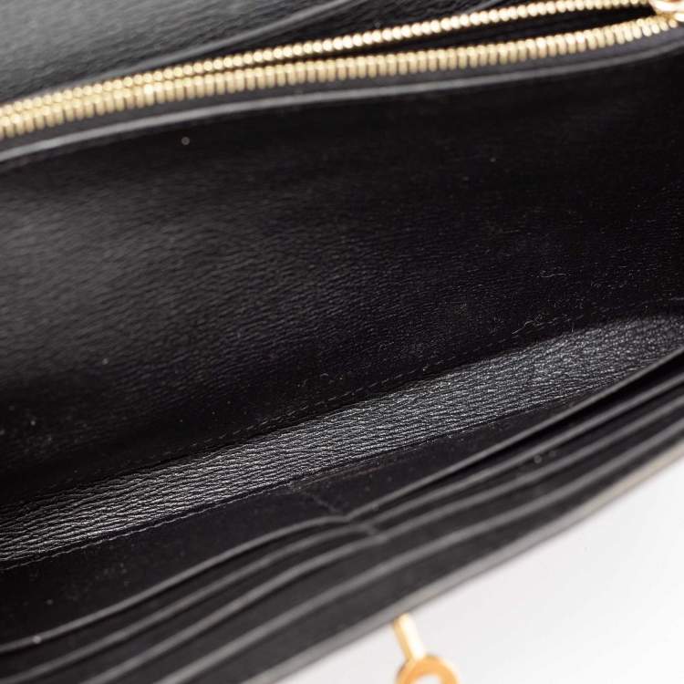 Pre Owned Hermes Black Alligator Mississippiensis Kelly Classic Long Wallet