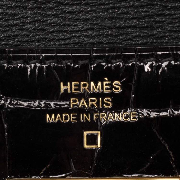 Pre Owned Hermes Black Alligator Mississippiensis Kelly Classic Long Wallet