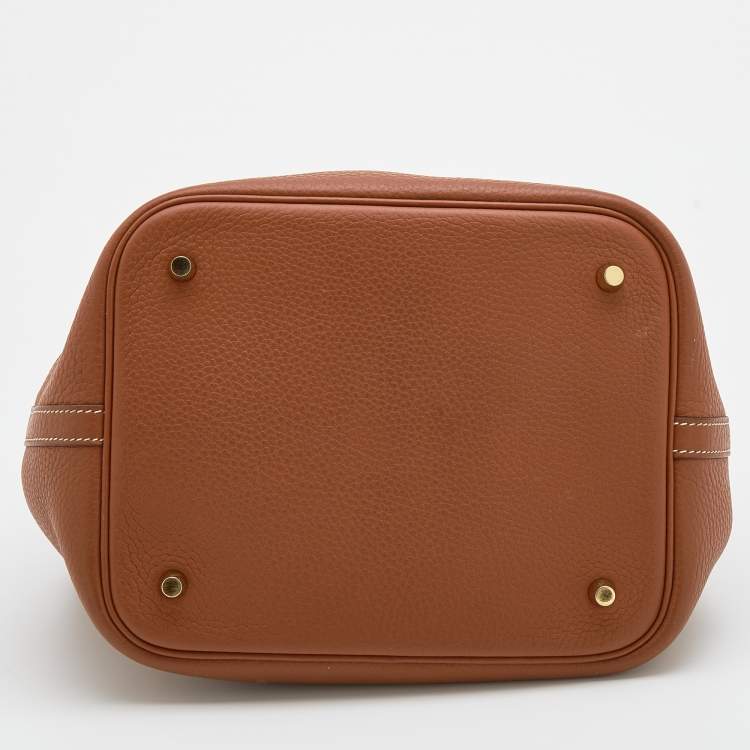 Pre Owned Hermes Gold Clemence Leather Picotin Lock 22 Bag