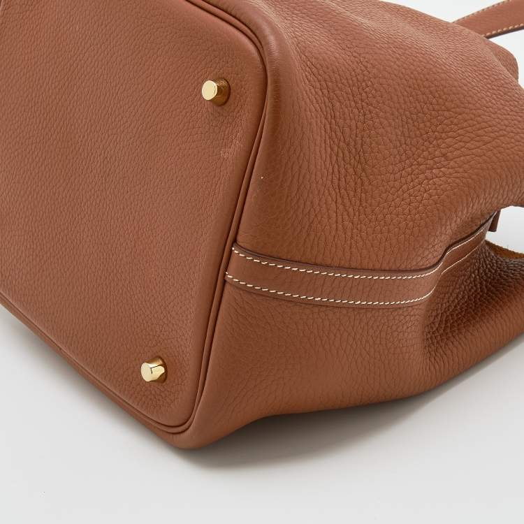 Pre Owned Hermes Gold Clemence Leather Picotin Lock 22 Bag