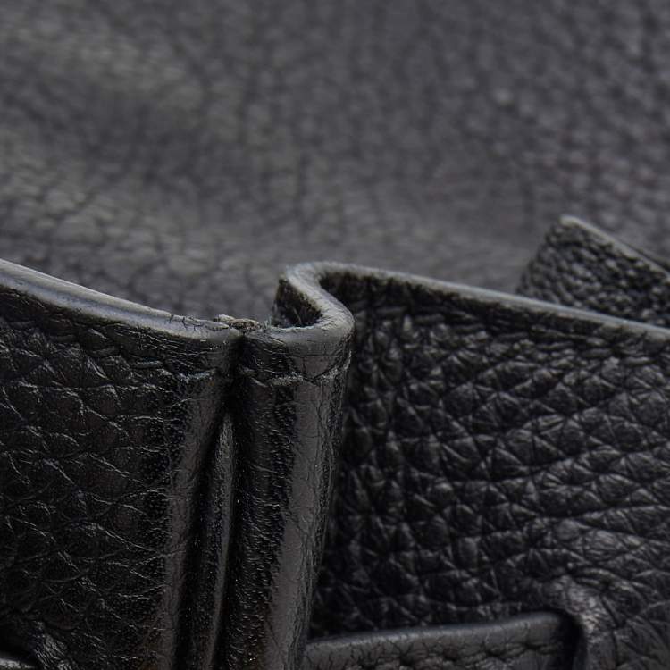 Pre Owned Hermes Black Fjord Leather Gold Finished Kelly Retourne 35 Bag