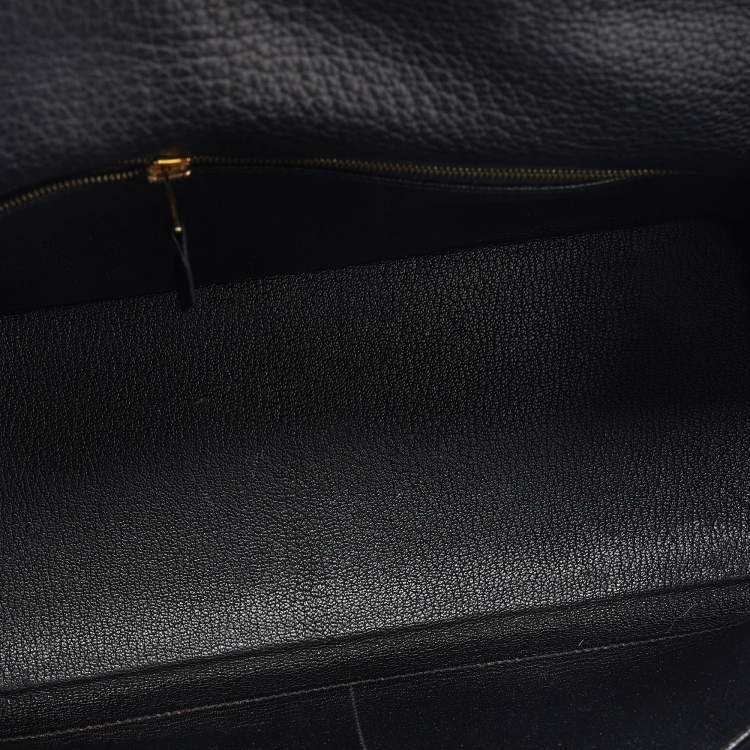 Pre Owned Hermes Black Fjord Leather Gold Finished Kelly Retourne 35 Bag