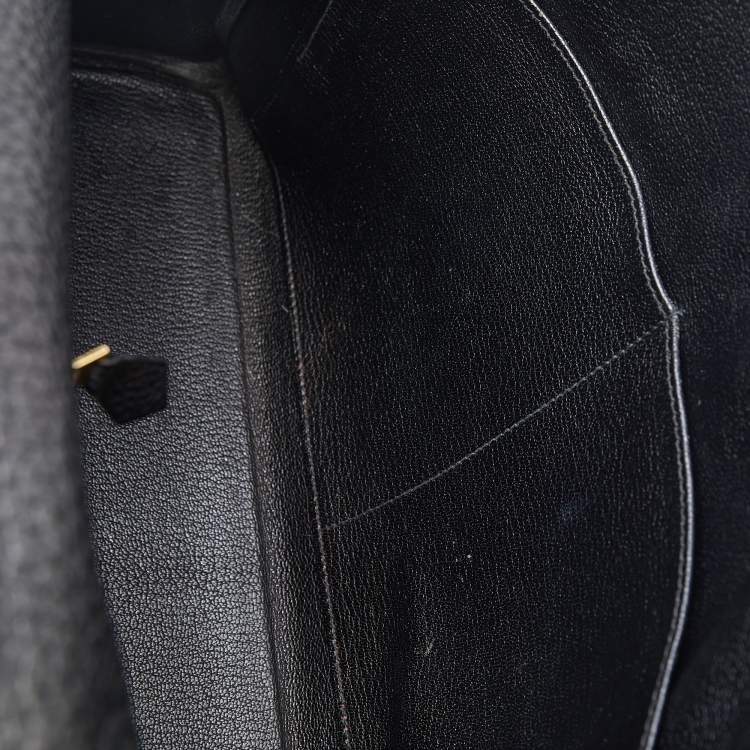 Pre Owned Hermes Black Fjord Leather Gold Finished Kelly Retourne 35 Bag
