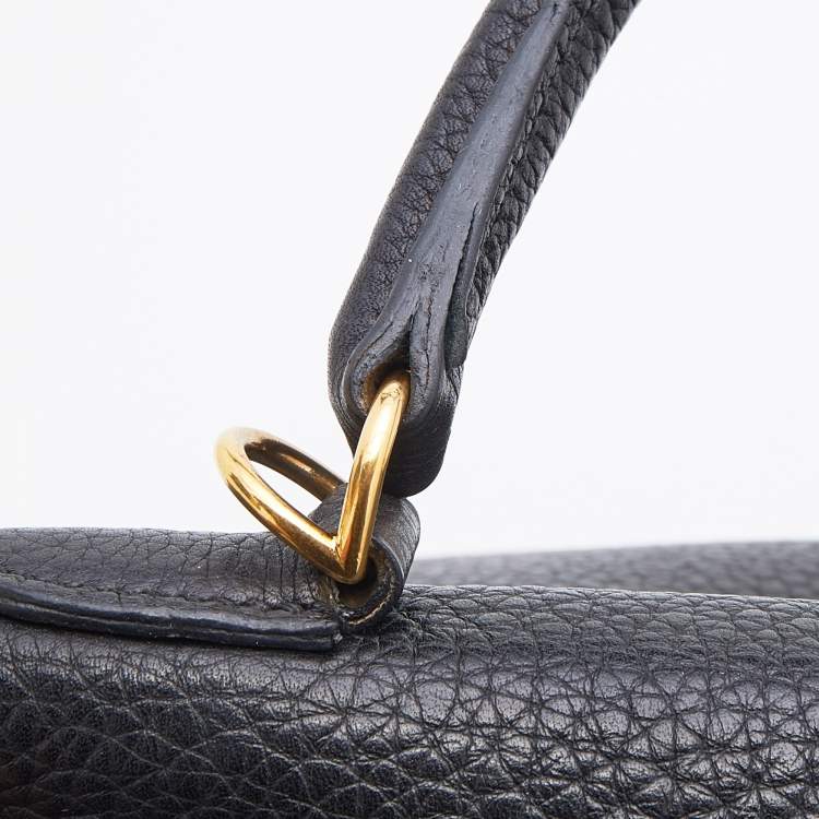 Pre Owned Hermes Black Fjord Leather Gold Finished Kelly Retourne 35 Bag